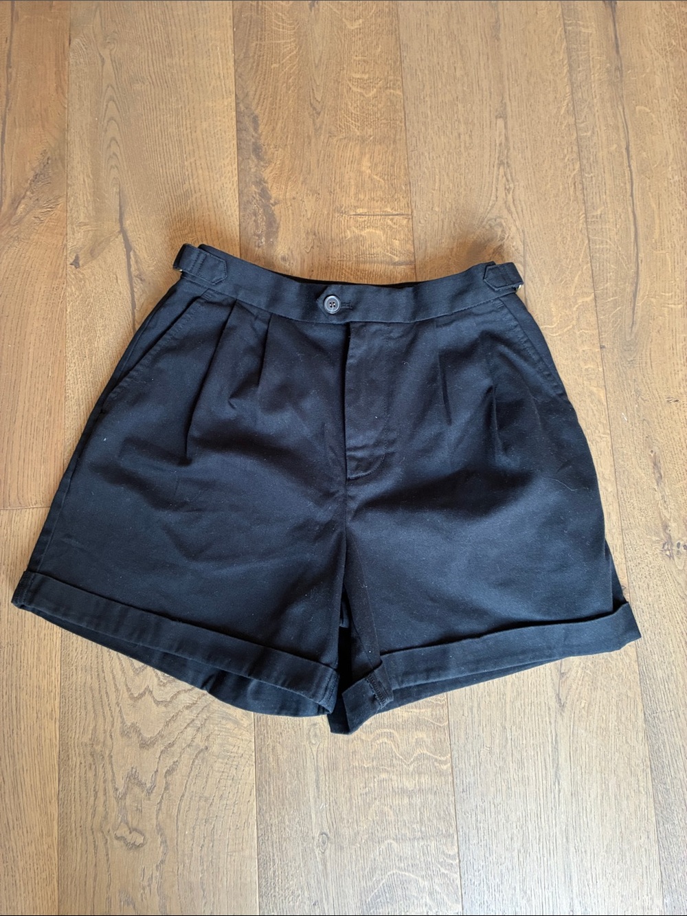 Banana Republic Black High-Waist Pleated Bermuda Shorts